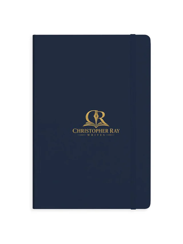 Gold Logo Navy Hardcover Journal product mockup