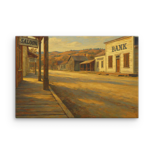 Marble’s Shuttered Street — The First Warrant canvas print